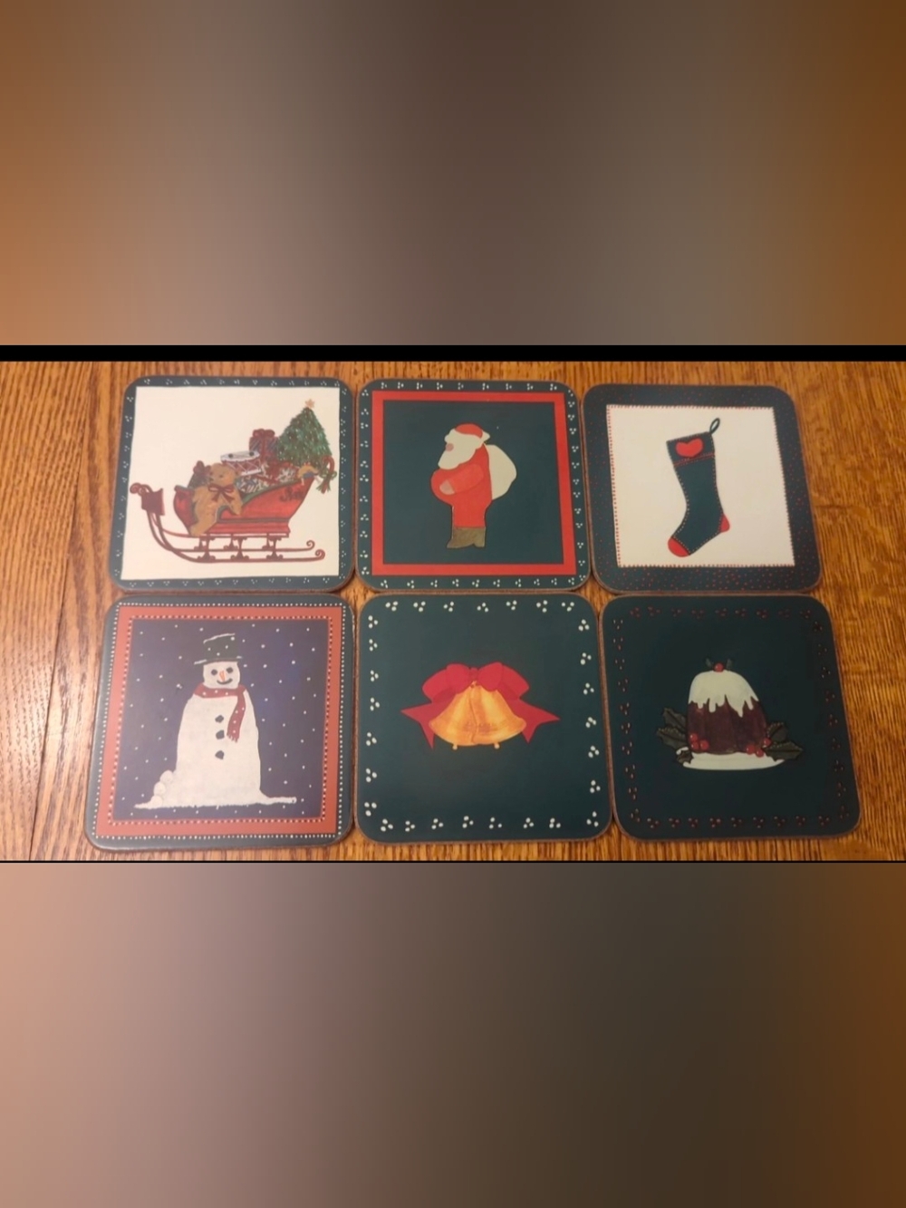 Pimpernel-  Set of 6 Different Christmas Coasters In The Box 4" x 4"